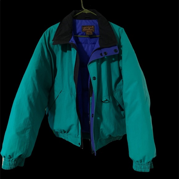 Vintage Eddie Bauer Goose Down Puffer Jacket Turquoise Mens XL - Picture 2 of 8